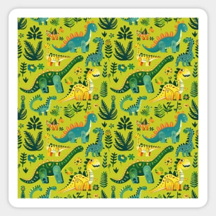 Delightful Dinosaurs in Enchanted Garden Pattern Sticker